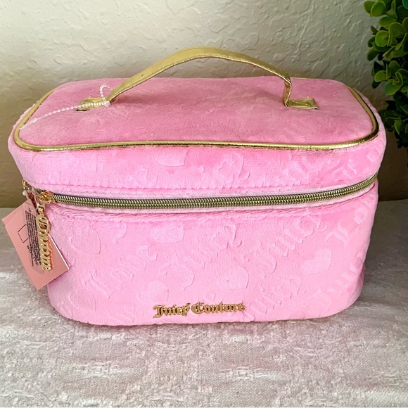 JUICY COUTURE 💕Velour Pink & Gold Cosmetic Bag - Picture 1 of 6